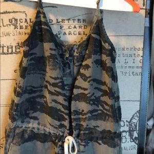 Enza Costa French Linen Jumpsuit in Camo print